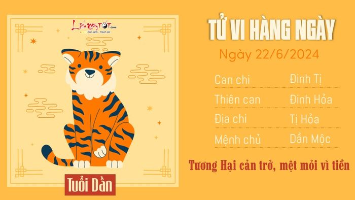 Tử vi hàng ngày 22/6/2024 cho tuổi Dần