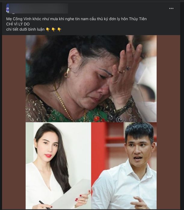 Nhiều trang tin, nhóm cộng đồng đã sử dụng hình ảnh vợ chồng Thủy Tiên, mẹ của Công Vinh để tạo tiêu đề gây sốc và tương tác.