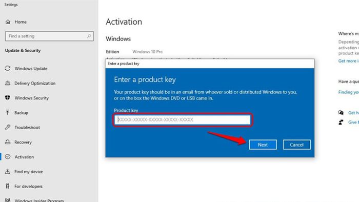 Hướng dẫn cách active Win 10 Pro bằng key bản quyền, bước 4