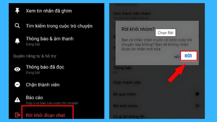 Hướng dẫn cách xóa nhóm chat trên Messenger - Bước 3