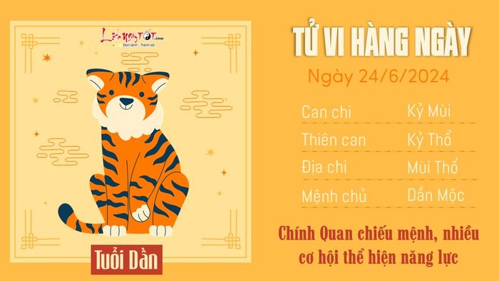 Tử vi hàng ngày 24/6/2024 - Dần