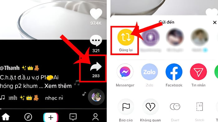 Cách đăng lại video TikTok của người khác - Bước 2