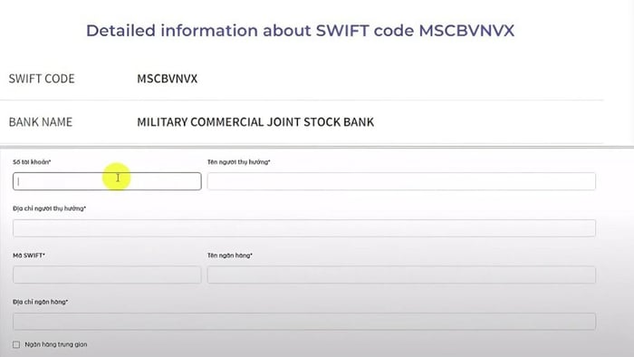 Hướng dẫn gửi và nhận tiền quốc tế qua SWIFT Code của MB Bank