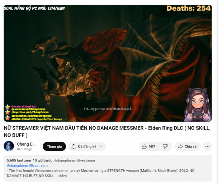 Streamer nữ Việt Nam đã thực hiện thử thách phi thường trong Elden Ring 487052