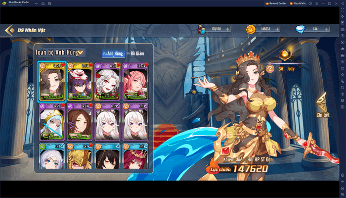 Chơi game gacha Nữ Thần Arena trên máy tính với BlueStacks