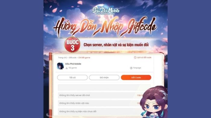 Hướng dẫn cách nhập mã code Đấu Phá Mobile - Bước 3