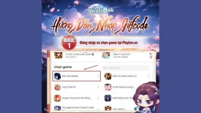 Hướng dẫn nhập mã code Đấu Phá Mobile - Bước 1