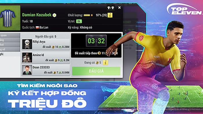 Những lưu ý cần nhớ khi lựa chọn cầu thủ trong Top Eleven VNG