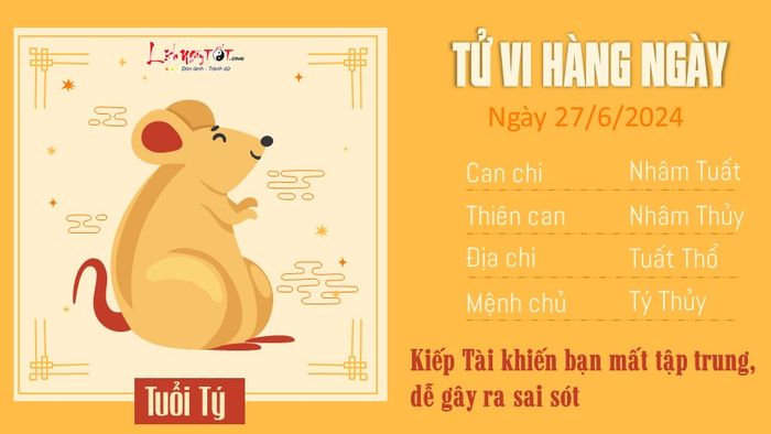 Tử vi ngày 27/6/2024 của 12 con giáp - tuổi Tý