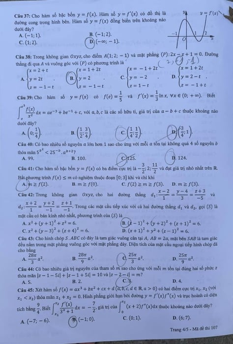 Đề thi môn Toán THPT quốc gia 2024 mã đề 107 4