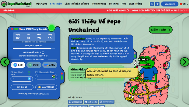 Pepe Unchained tiếp tục phát triển mạnh mẽ