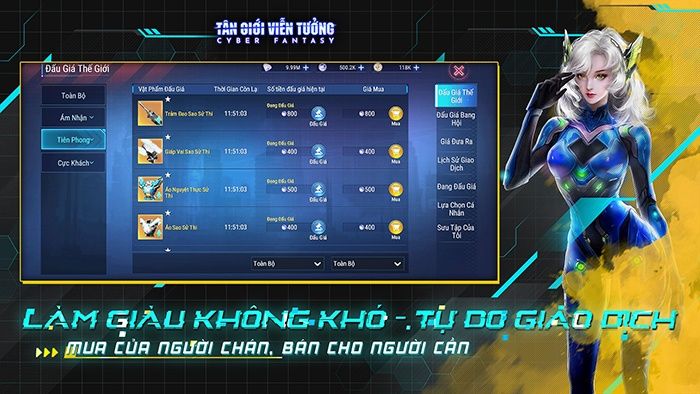 Tân Thế Giới Mới - Cyber Fantasy: Thỏa sức mua bán, tự do giao dịch với tính năng Đấu Giá