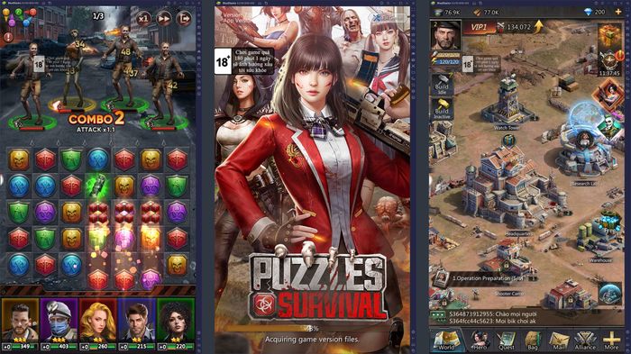 Puzzles & Survival: Chơi game xếp ngọc diệt zombie trên PC với BlueStacks