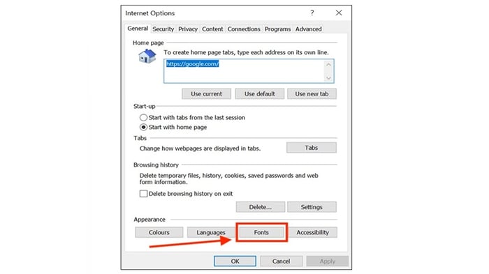 Cách thay đổi font chữ trên Windows 10 trong Internet Explorer