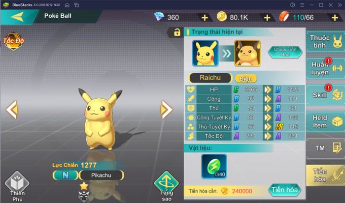 Hướng dẫn cách nâng cấp và tiến hóa Pokemon trong Bảo Bối Huyền Thoại