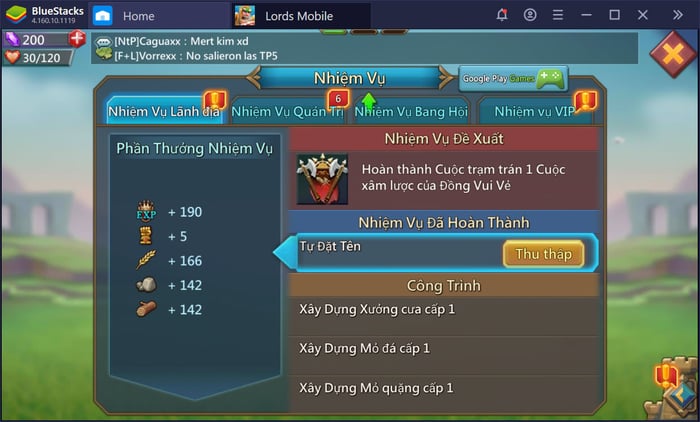 Khám phá hệ thống nhiệm vụ và cách chơi cơ bản trong Lords Mobile