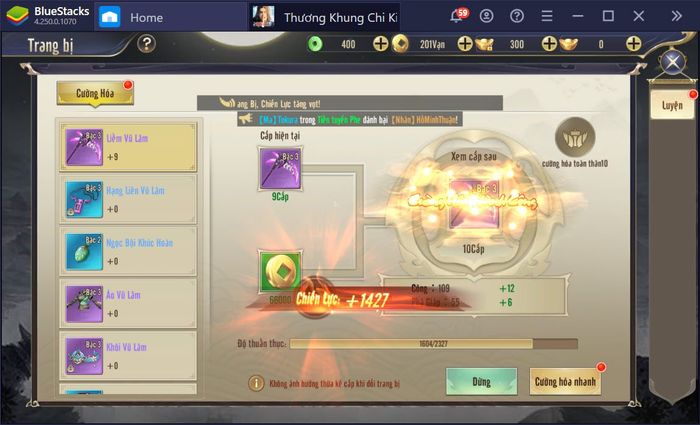 Tổng quan về hệ thống nâng cấp trong Thương Khung Chi Kiếm