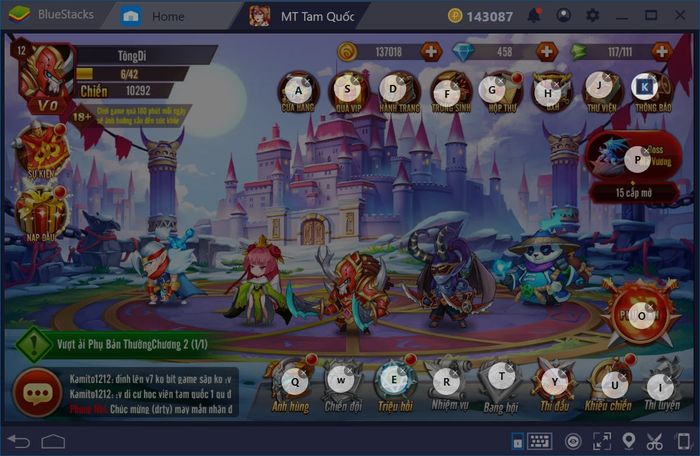 Cài đặt điều khiển game trong MT Tam Quốc khi chơi trên BlueStacks