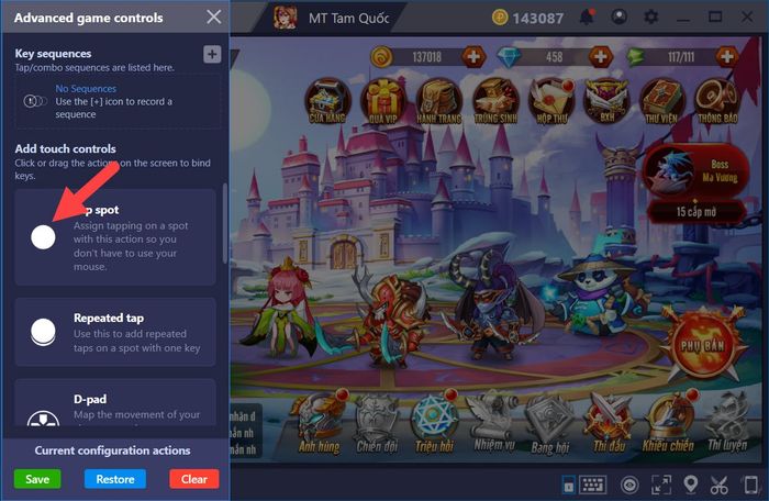 Thiết lập Game Controls trong MT Tam Quốc khi chơi trên BlueStacks