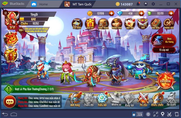 Cài đặt điều khiển game trong MT Tam Quốc khi chơi trên BlueStacks