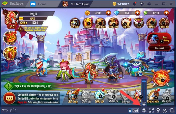 Cài đặt điều khiển game trong MT Tam Quốc khi chơi trên BlueStacks