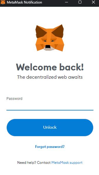 Nhập mật khẩu để kết nối ví Metamask