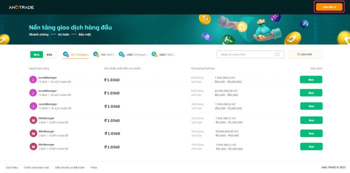 Liên kết ví ANOTRADE