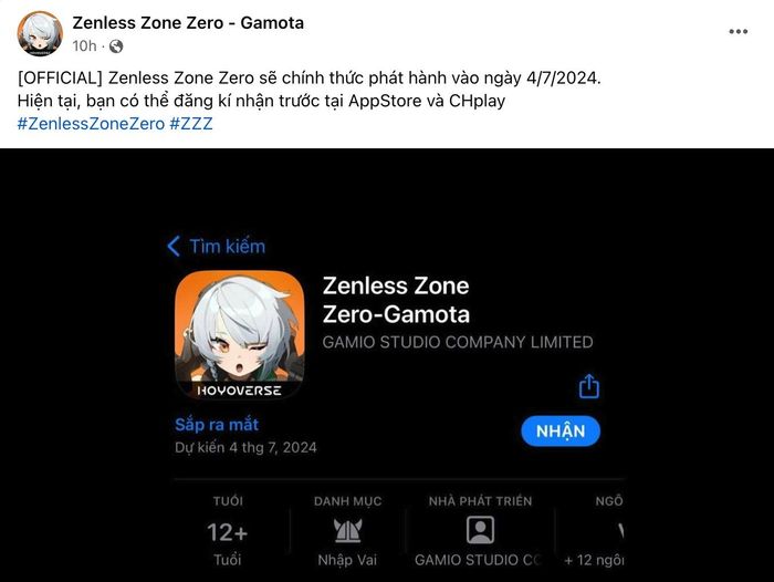 Zenless Zone Zero đã xác nhận ngày phát hành chính thức và sẽ được phát hành tại Việt Nam thông qua nhà phát hành Gamota