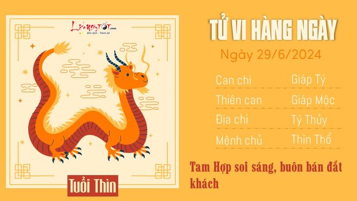 Tử vi ngày 29/6/2024 cho tuổi Thìn