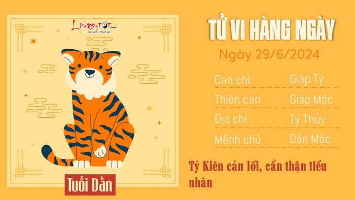 Tử vi ngày 29/6/2024 cho tuổi Dần