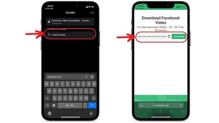 Tải Facebook về iPhone bằng Snapsave - phần 2