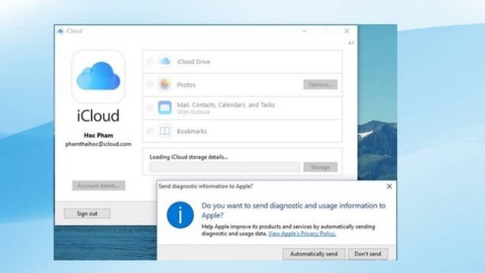 Đồng bộ hóa dữ liệu khi đăng nhập iCloud trên máy tính