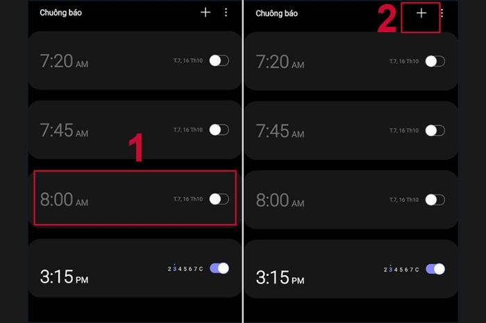 Hướng dẫn cài đặt báo thức số 8