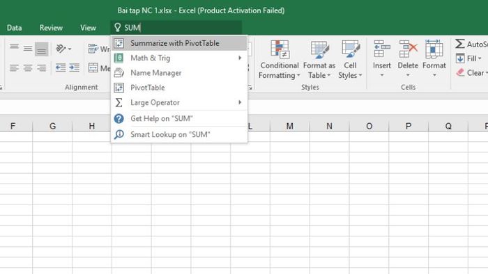 Hiển thị thanh công cụ trong Excel 13