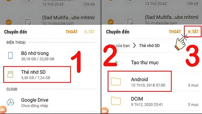 chuyển dữ liệu từ Android sang Android bằng thẻ nhớ - Bước 4