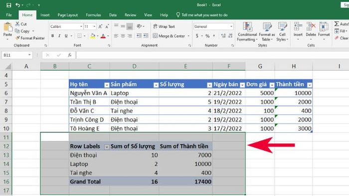 Bảng tổng hợp trong Excel-14