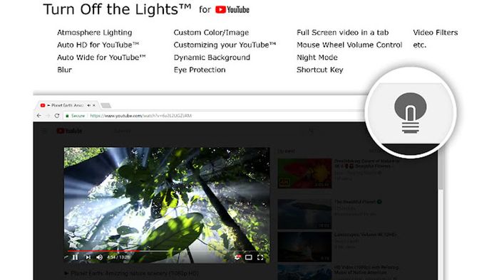 Bước 10: Tính năng tự động tắt đèn của Turn Off the Lights sẽ tự động làm mờ màn hình xung quanh khi chuyển sang chế độ xem, giúp bạn tập trung hơn vào nội dung.