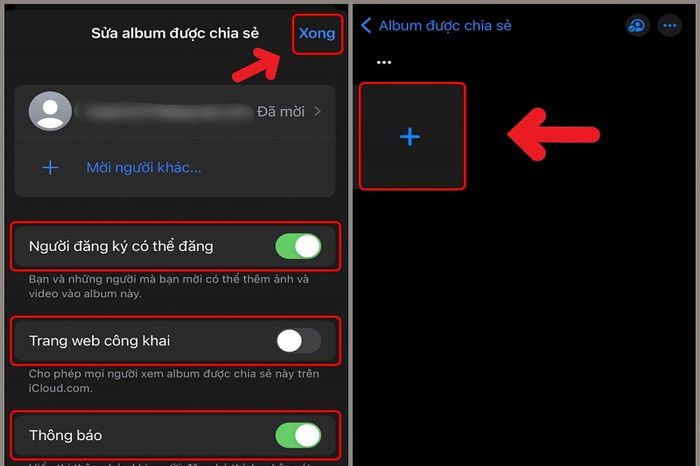 Bước 5: Chia sẻ album bằng cách gửi thông điệp iMessage hoặc SMS tới những người mà bạn muốn chia sẻ ảnh.