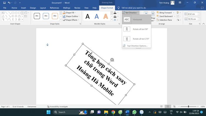 Cách xoay chữ trong Word - 4