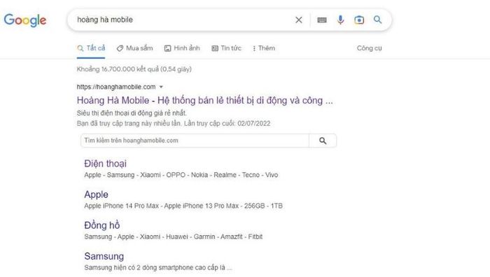 Tìm kiếm trên Google