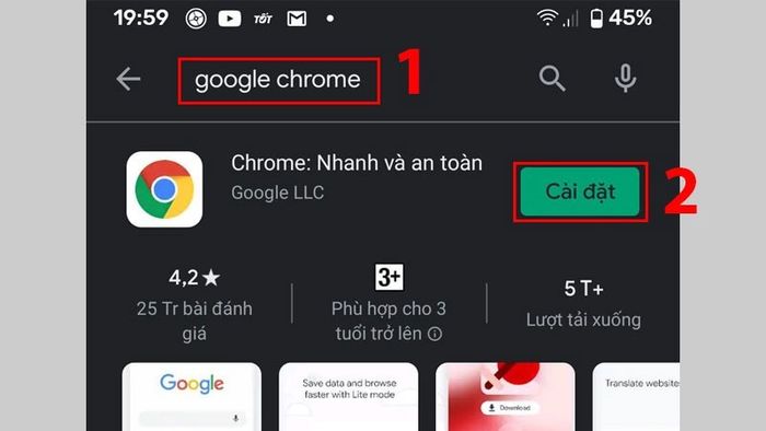 Bước 2: Tìm kiếm từ khóa “Google Chrome”, chọn ứng dụng Google Chrome để xem chi tiết.