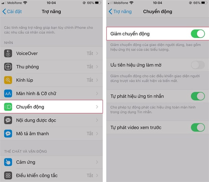 Tắt tính năng Giảm chuyển động trên iPhone để tiết kiệm pin