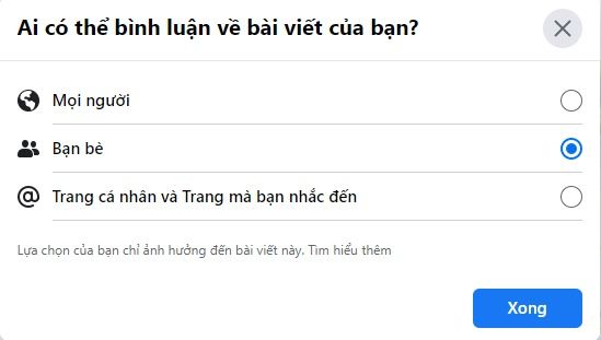 tính năng bình luận Facebook