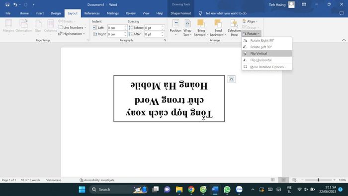Cách xoay chữ trong Word - 5