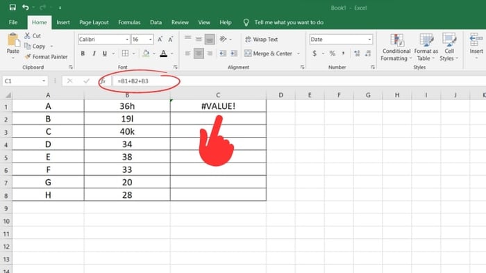 lỗi trong Excel do giá trị sai