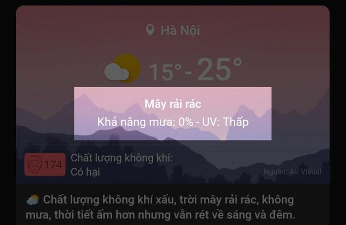 Thông tin về độ ô nhiễm không khí