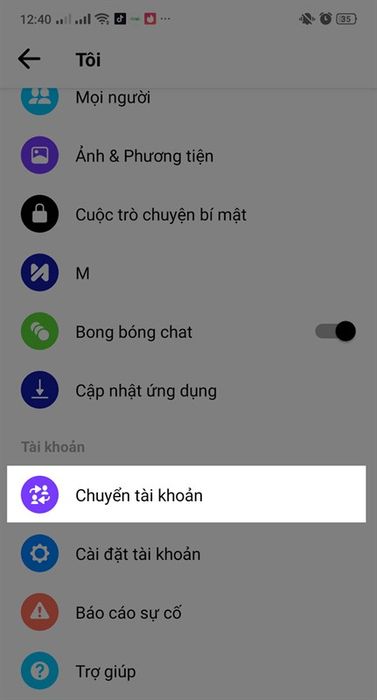 Sử dụng hai tài khoản Messenger