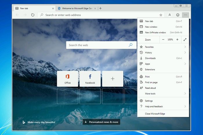 Trình duyệt Edge Chromium trên Windows 7