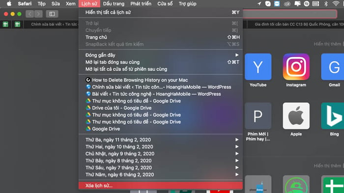 Hướng dẫn xoá lịch sử web trên Safari