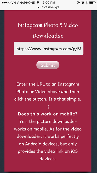 Tải ảnh từ Instagram